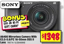 JB Hi-Fi A6400 Mirrorless Camera With E3.5-5.6/PZ OSS II Lens offer