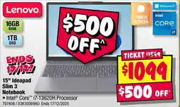 JB Hi-Fi Ideapad Slim 3 Notebook offer