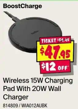 JB Hi-Fi BoostCharge Wireless 15W Charging Pad With 20W Wall Charger offer
