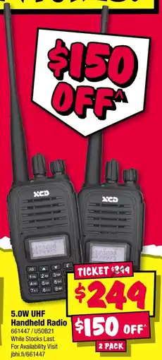 JB Hi-Fi 5.0W UHF Handheld Radio offer
