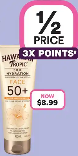 Priceline Hawaiian Tropic Silk Hydration Face SPF 50+ Lotion Fragrance Free offer