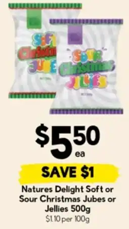 Drakes Natures Delight Soft or Sour Christmas Jubes or Jellies offer