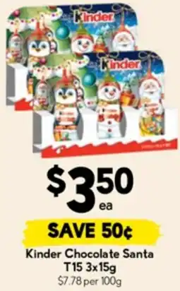 Drakes Kinder chocolate santa t15 offer