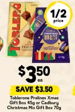 Drakes Toblerone pralines xmas gift box or cadbury christmas mix gift box offer