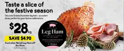 Drakes Australian sliced leg ham off the bone offer