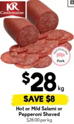 Drakes Hot or mild salami or pepperoni shaved offer