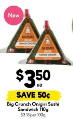 Drakes Big crunch onigiri sushi sandwich offer