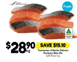 Drakes Tasmanian atlantic salmon portions skin on offer