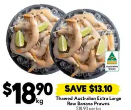 Drakes Thawed australian extra large raw banana prawns offer