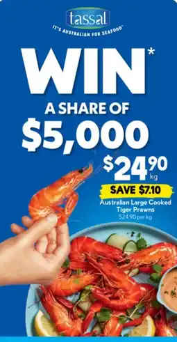 Drakes Australian large cooked tiger prawns offer