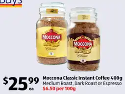 ALDI Moccona Classic Instant Coffee Medium Roast, Dark Roast or Espresso offer