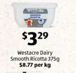 ALDI Westacre Dairy Smooth Ricotta offer