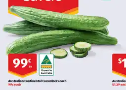 ALDI Australian Continental Cucumbers each offer