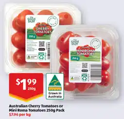 ALDI Australian Cherry Tomatoes or Mini Roma Tomatoes offer