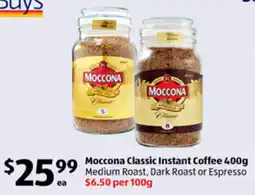 ALDI Moccona Classic Instant Coffee Medium Roast, Dark Roast or Espresso offer