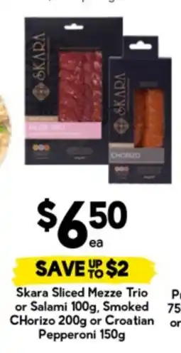 Drakes Skara Sliced Mezze Trio or Salami, Smoked Chorizo or Croatian Pepperoni offer