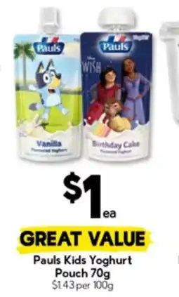 Drakes Pauls Kids Yoghurt Pouch offer