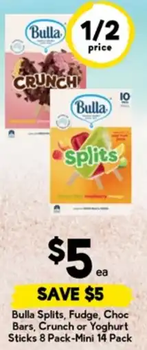 Drakes Bulla Splits, Fudge, Choc Bars, Crunch or Yoghurt Sticks offer