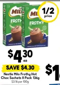 Drakes Nestle Milo Frothy Hot Choc Sachets offer