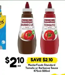 Drakes MasterFoods Standard Tomato or Barbecue Sauce offer