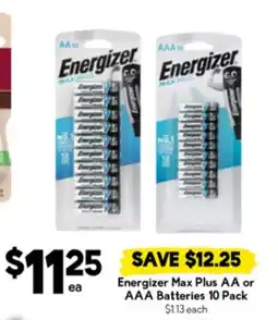 Drakes Energizer Max Plus AA or AAA Batteries offer