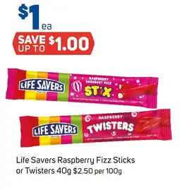 Foodland Life Savers Raspberry Fizz Sticks or Twisters offer