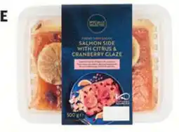ALDI Fresh Marinated Tasmanian Salmon Side with Citrus and Cranberry Glaze offer