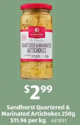 ALDI Sandhurst Quartered & Marinated Artichokes offer