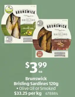 ALDI Brunswick Brisling Sardines offer