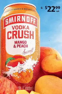 ALDI Smirnoff Vodka Crush Mango & Peach offer