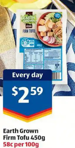 ALDI Earth Grown Firm Tofu offer