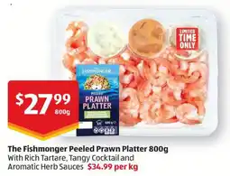 ALDI The Fishmonger Peeled Prawn Platter offer