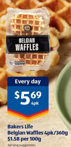 ALDI Bakers Life Belgian Waffles offer