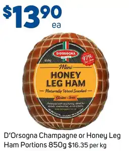 Foodland D'Orsogna Champagne or Honey Leg Ham Portions offer