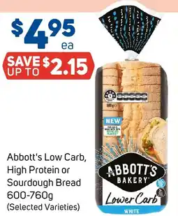 Foodland Abbott's Low Carb, High Protein or Sourdough Bread offer