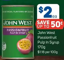 Foodland John West Passionfruit Pulp In Syrup offer