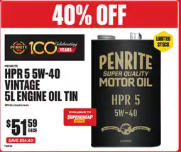 SuperCheap Auto Penrite HPR 5 5W-40 VINTAGE ENGINE OIL TIN offer