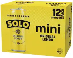 IGA Pepsi Max, Solo or Schweppes Mini Can 12x250mL offer