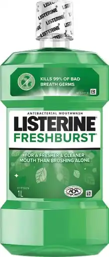 IGA Listerine Mouthwash Fresh Burst Selected Varieties offer