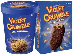 IGA Violet Crumble, Hershey’s or Reese’s Ice Cream Tub 1 Litre or Sticks 4 Pack Selected Varieties offer