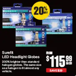 SuperCheap Auto Surefit LED Headlight Globes offer