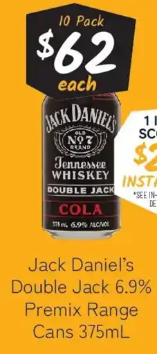 Cellarbrations Jack Daniel's Double Jack 6.9% Premix Range Cans offer