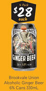 Cellarbrations Brookvale Union Alcoholic Ginger Beer 6% Cans offer