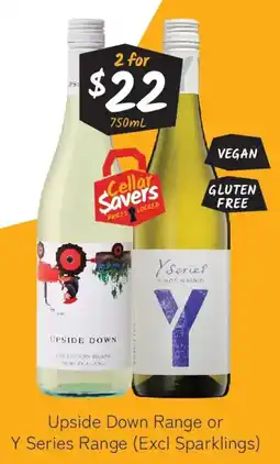 Cellarbrations Upside Down Range or Y Series Range (Excl Sparklings) offer