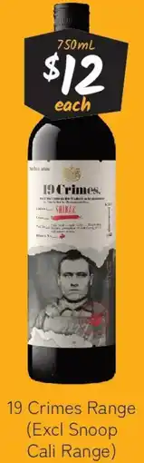 Cellarbrations 19 Crimes Range (Excl Snoop Cali Range) offer