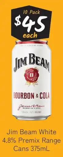 Cellarbrations Jim Beam White 4.8% Premix Range Cans offer
