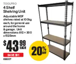 SuperCheap Auto TOOLPRO 4 Shelf Shelving Unit offer