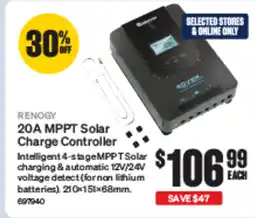 SuperCheap Auto Renogy 20A MPPT Solar Charge Controller offer
