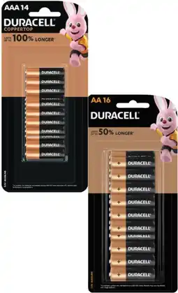 Coles Duracell Coppertop Batteries AA 16 Pack or AAA 14 Pack offer