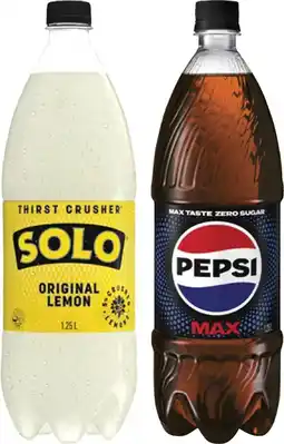 Coles Pepsi or Solo Soft Drink 1.25 Litre offer